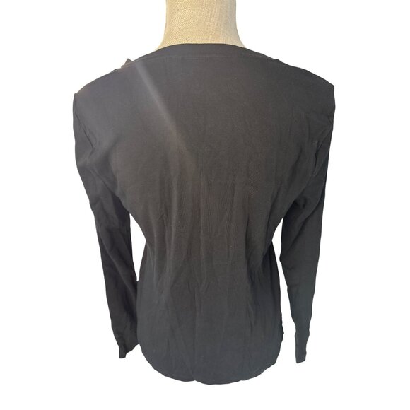 Ralph Lauren Black Long Sleeve V Neck Henley Top L - Picture 4 of 8